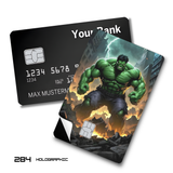 Marvel The Hulk standing in fiery rubble card skin sticker