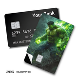 Marvel The Hulk flexing with green energy card skin sticker