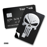 Marvel The Punisher skull on textured background card skin sticker