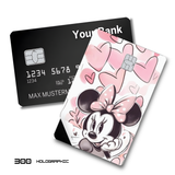 Mickey Mouse & Friends Minnie Mouse Pink Hearts Sketch card skin sticker