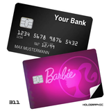 Barbie Pink Glitter Logo Design card skin sticker