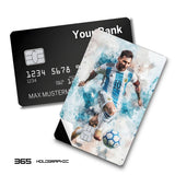 Credit Card Skin Sticker - Lionel Messi - Argentina Watercolor Action - Holographic