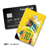 Credit Card Skin Sticker - Neymar Jr - Brazil Yellow Emblem Splatter - Holographic