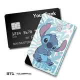 Credit Card Skin Sticker - Lilo & Stitch - Stitch On Tropical Leaves And Flowers - Holographic
