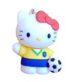 3D PVC Figure Keychain - Sanrio - Hello Kitty In Soccer Uniform With Ball