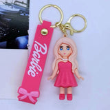 3D PVC Figure Keychain - Barbie - Doll In Pink Dress