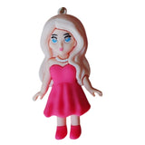 3D PVC Figure Keychain - Barbie - Doll In Pink Dress