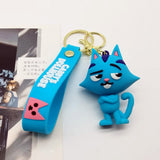 3D PVC Figure Keychain - Gabby's Dollhouse - DJ Catnip Blue Cat Figure