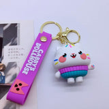 3D PVC Figure Keychain - Gabby's Dollhouse - Cakey Cat With Sprinkles And Striped Sweater