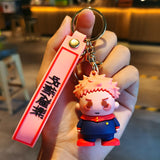 3D PVC Figure Keychain - Jujutsu Kaisen - Yuji Itadori Chibi Figure With Pink Strap
