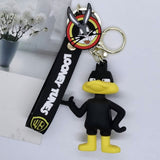3D PVC Figure Keychain - Looney Tunes - Daffy Duck Figure With Bugs Bunny Logo