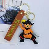 3D PVC Figure Keychain - Shrek - Puss In Boots In Fighting