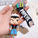 3D PVC Figure Keychain - Popeye - Winking With Pipe, Spinach Can