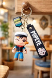 3D PVC Figure Keychain - Popeye - Winking With Pipe, Spinach Can