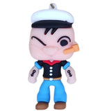 3D PVC Figure Keychain - Popeye - Winking With Pipe, Spinach Can