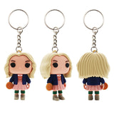 3D PVC Figure Keychain - Stranger Things - Eleven With Blonde Wig And Waffles