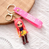 3D PVC Figure Keychain - KPop Demon Hunters - Rumi With Pink Hair And Yellow Skirt