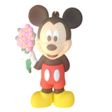 3D PVC Figure Keychain - Mickey & Friends - Mickey Mouse Holding A Flower Bouquet