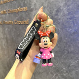 3D PVC Figure Keychain - Mickey & Friends - Minnie Mouse In Pink Dress With Basket