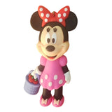 3D PVC Figure Keychain - Mickey & Friends - Minnie Mouse In Pink Dress With Basket