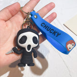 3D PVC Figure Keychain - Scream - Ghostface Holding Knife, Chucky Strap
