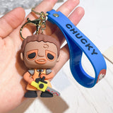 3D PVC Figure Keychain - Child's Play - Chucky In Leatherface Costume With Chainsaw
