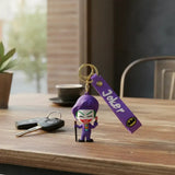 3D PVC Figure Keychain - DC Comics - Chibi Joker With Paint Brush And Cane