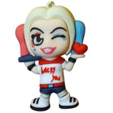 3D PVC Figure Keychain - DC Comics - Chibi Harley Quinn Winking, Holding Heart