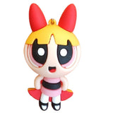 3D PVC Figure Keychain - The Powerpuff Girls - Blossom In Pink Dress, Chibi Style