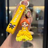 3D PVC Figure Keychain - Beauty and the Beast - Princess Belle In Yellow Ballgown