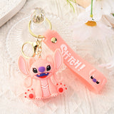 3D PVC Figure Keychain - Lilo & Stitch - Angel Sitting With A Wide Smile