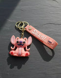 3D PVC Figure Keychain - Lilo & Stitch - Angel Sitting With A Wide Smile
