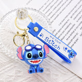 3D PVC Figure Keychain - Lilo & Stitch - Stitch Wearing Goggles, Sitting