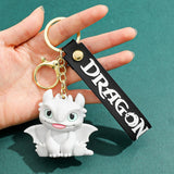 3D PVC Figure Keychain - How to Train Your Dragon - Light Fury Sitting With Tongue Out