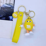 3D PVC Figure Keychain - M&M's - Yellow M&M Character With A Peace Sign