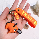3D PVC Figure Keychain - Chainsaw Man - Pochita 3D Figure With Orange Strap
