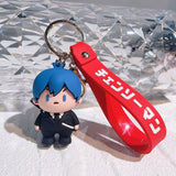 3D PVC Figure Keychain - Chainsaw Man - Aki Hayakawa Chibi Figure With Red Strap