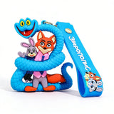 3D PVC Figure Keychain - Zootopia - Nick Wilde And Judy Hopps With A Snake