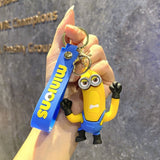 3D PVC Figure Keychain - Minions - Minion In Blue Overalls, Arms Raised
