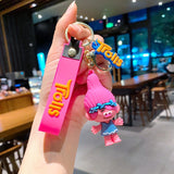 3D PVC Figure Keychain - Trolls - Poppy Figure With Blue Headband
