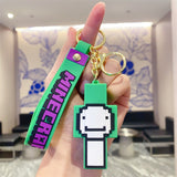 3D PVC Figure Keychain - Minecraft - Dream Pixelated Face On Green Cross