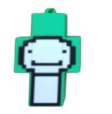 3D PVC Figure Keychain - Minecraft - Dream Pixelated Face On Green Cross