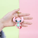 3D PVC Figure Keychain - Lilo & Stitch - Pink Angel Chibi Figure