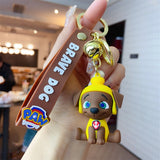 3D PVC Figure Keychain - Paw Patrol - Rubble In Yellow Uniform Sitting
