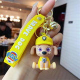 3D PVC Figure Keychain - Paw Patrol - Rubble In Yellow Uniform Sitting (Style 2)