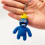 3D PVC Figure Keychain - Rainbow Friends - Blue Character With A Yellow Crown