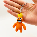 3D PVC Figure Keychain - Rainbow Friends - Orange With A Yellow Crown