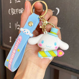 3D PVC Figure Keychain - Sanrio - Cinnamoroll In A Blue Top Hat Holding A Candle