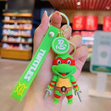 3D PVC Figure Keychain - Teenage Mutant Ninja Turtles - Raphael In Red Mask Holding Sai Weapons