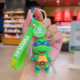 3D PVC Figure Keychain - Teenage Mutant Ninja Turtles - Leonardo Holding Two Katanas, Chibi Style